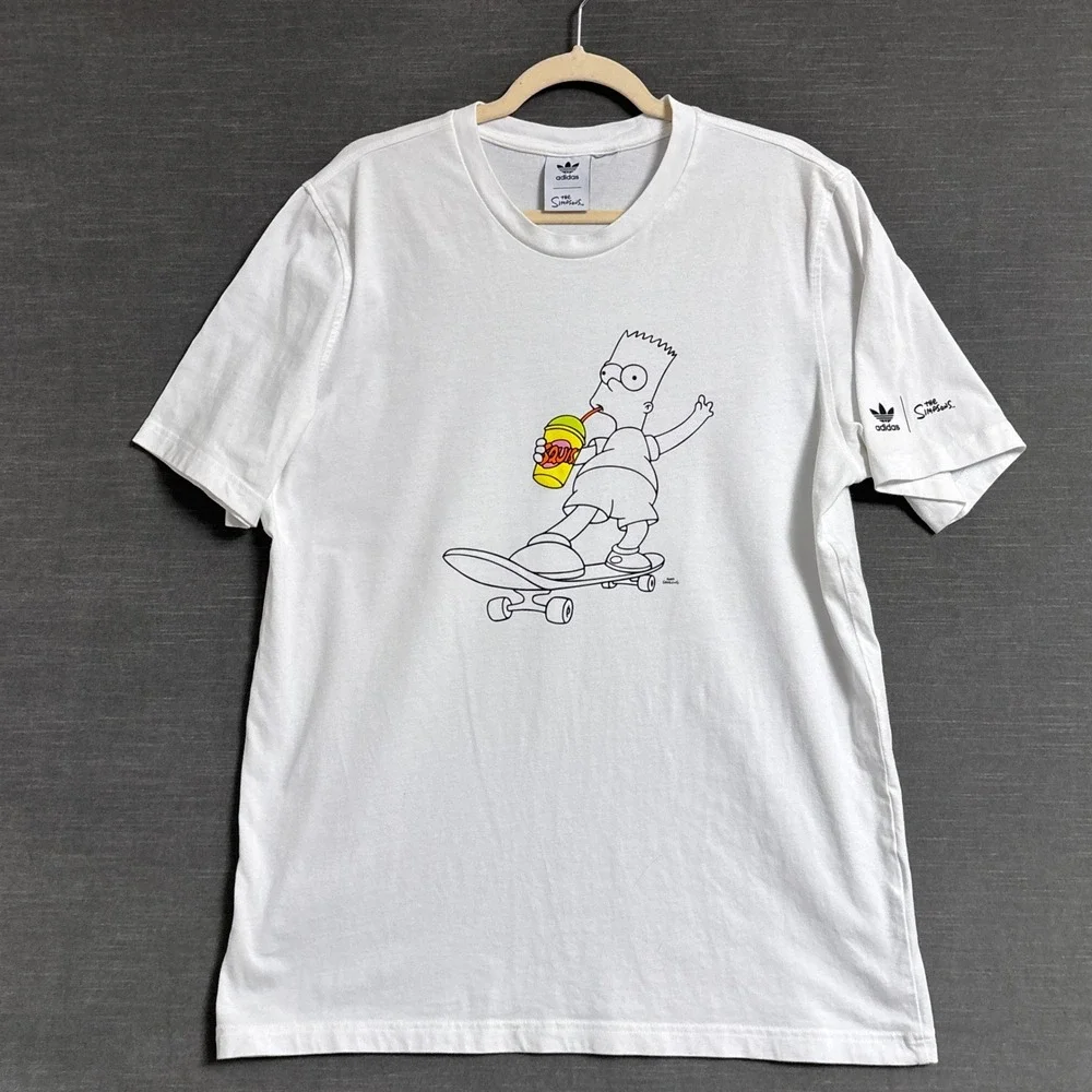 Adidas x Simpsons Shirt XL White Bart Simpson Skateboard Squishee Graphic Tee